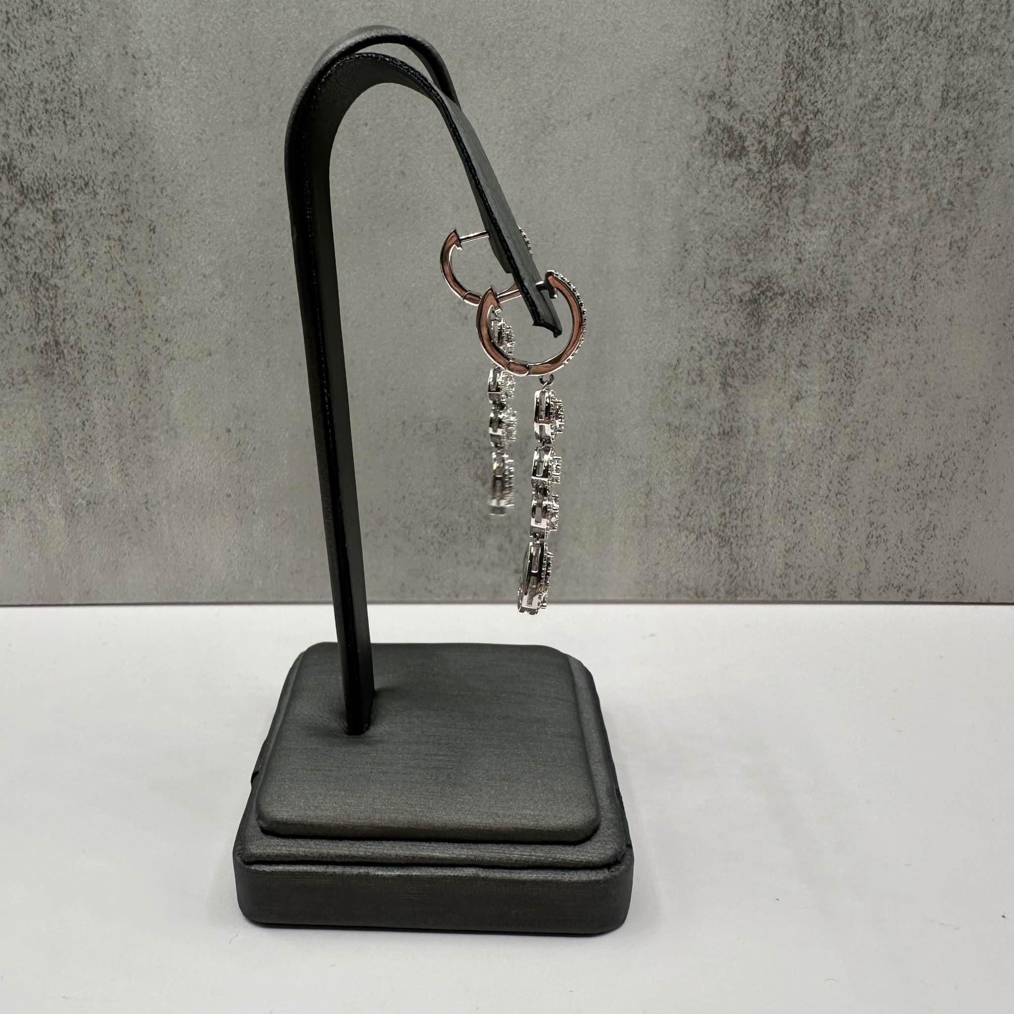 Diamond Multi Cluster Drop Earrings 10K White Gold 1.20ctw New
