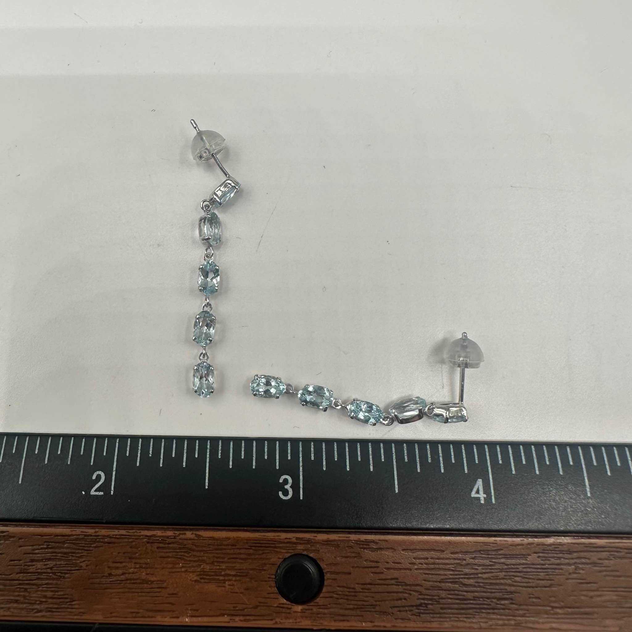 Aquamarine Drop Earrings Platinum PT900 2.08ctw Oval 1.6g