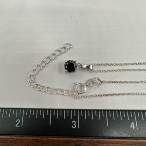 Black Diamond Necklace in Sterling Silver - 1ctw Round Black Diamond, Adjustable