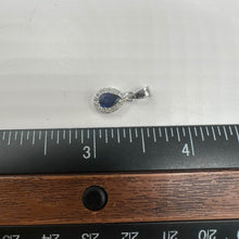 Load image into Gallery viewer, Blue Sapphire &amp; Diamond Pendant in 14kt White Gold - Sapphire, 0.08ctw Dia, New
