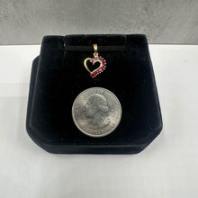 Load image into Gallery viewer, Estate Ruby Heart Pendant in 14kt Yellow Gold - 0.24ctw Round Rubies, Pre-Loved
