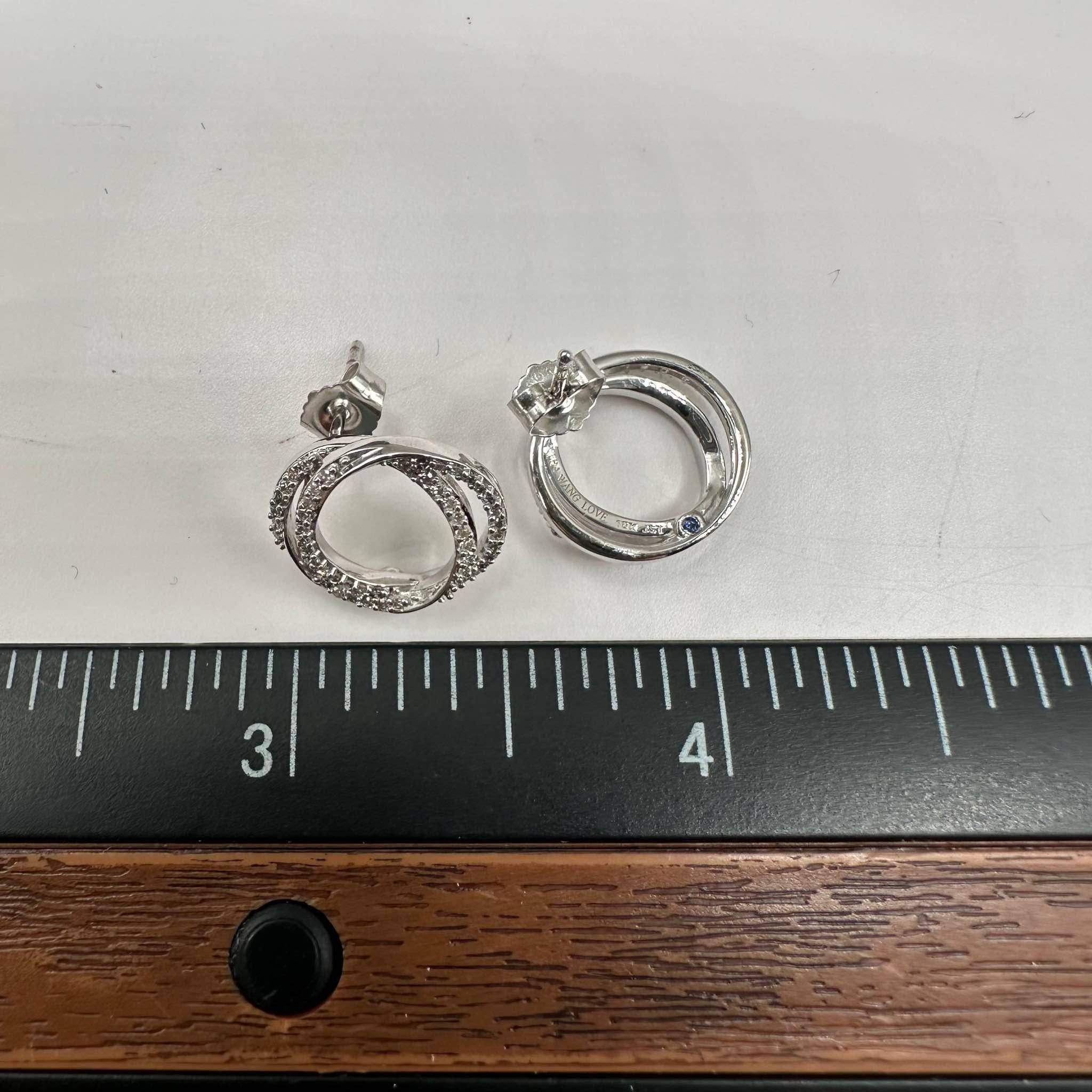 VERA WANG LOVE Round Diamond 10k White Gold Double Circle Stud Earrings 0.34CT