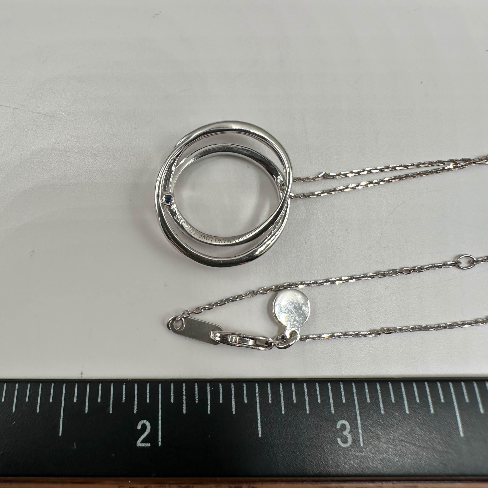 VERA WANG LOVE 10k White Gold Round Diamond Double Circle Pendant Necklace .50CT