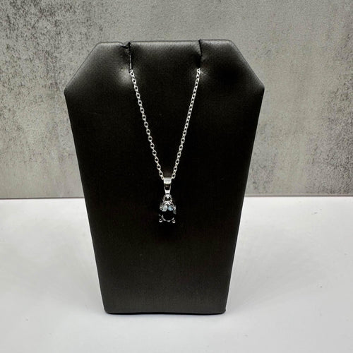 Black Diamond Necklace in Sterling Silver - 1ctw Round Black Diamond, Adjustable