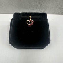 Load image into Gallery viewer, Estate Ruby Heart Pendant in 14kt Yellow Gold - 0.24ctw Round Rubies, Pre-Loved
