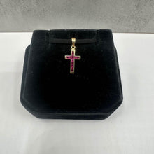 Load image into Gallery viewer, Estate Ruby Cross Pendant in 14kt Yellow Gold - 0.50ctw Rubies, Pre-Loved
