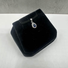 Load image into Gallery viewer, Blue Sapphire &amp; Diamond Pendant in 14kt White Gold - Sapphire, 0.08ctw Dia, New
