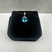 Load image into Gallery viewer, Estate Topaz Pendant/Necklace Enhancer in 14kt Yellow Gold - 11x9mm Blue Topaz
