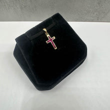 Load image into Gallery viewer, Estate Ruby Cross Pendant in 14kt Yellow Gold - 0.50ctw Rubies, Pre-Loved
