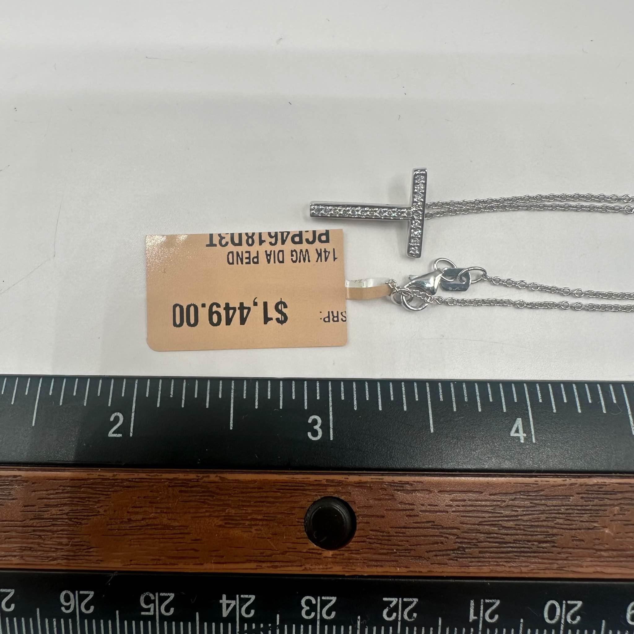 Effy Diamond T Initial Necklace 14K White Gold 0.11ctw 18in