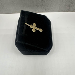 Estate Cross Pendant in 14kt Yellow Gold - 1.5g, 15/16" Height, Pre-Loved