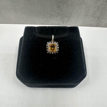 Load image into Gallery viewer, Estate Citrine &amp; Diamond Pendant in 10kt Yellow Gold -7.1mm Citrine, 0.10ctw Dia
