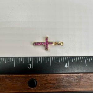 Estate Ruby Cross Pendant in 14kt Yellow Gold - 0.50ctw Rubies, Pre-Loved