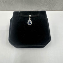 Load image into Gallery viewer, Blue Sapphire &amp; Diamond Pendant in 14kt White Gold - Sapphire, 0.08ctw Dia, New
