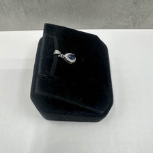 Load image into Gallery viewer, Blue Sapphire &amp; Diamond Pendant in 14kt White Gold - Sapphire, 0.08ctw Dia, New
