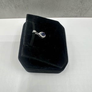 Blue Sapphire & Diamond Pendant in 14kt White Gold - Sapphire, 0.08ctw Dia, New