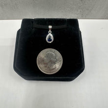 Load image into Gallery viewer, Blue Sapphire &amp; Diamond Pendant in 14kt White Gold - Sapphire, 0.08ctw Dia, New
