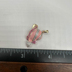 Estate Hat Pendant in 10kt Yellow Gold - 0.08ctw Pink Ruby, 0.02ctw Diamonds