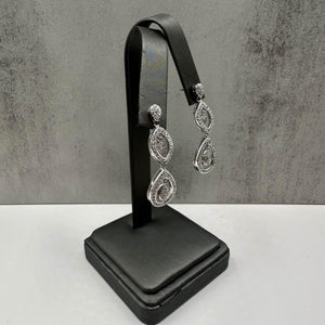 Estate Diamond Drop Earrings in 14kt White Gold - 0.7ctw GH SI-I1 Diamonds, 1.5"