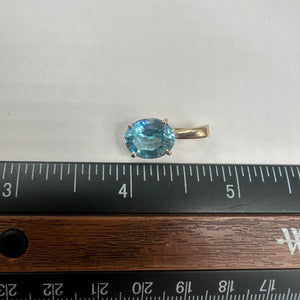 Estate Topaz Pendant/Necklace Enhancer in 14kt Yellow Gold - 11x9mm Blue Topaz