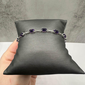 Amethyst Bracelet in Sterling Silver - 5.5ctw Oval Amethyst, 7", New