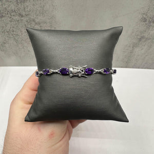 Amethyst Bracelet in Sterling Silver - 5.5ctw Oval Amethyst, 7", New