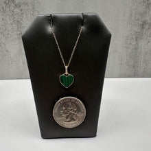 Load image into Gallery viewer, Malachite &amp; Diamond Heart Necklace in 14kt Yellow Gold - 0.03ctw Diamonds, 18&quot;
