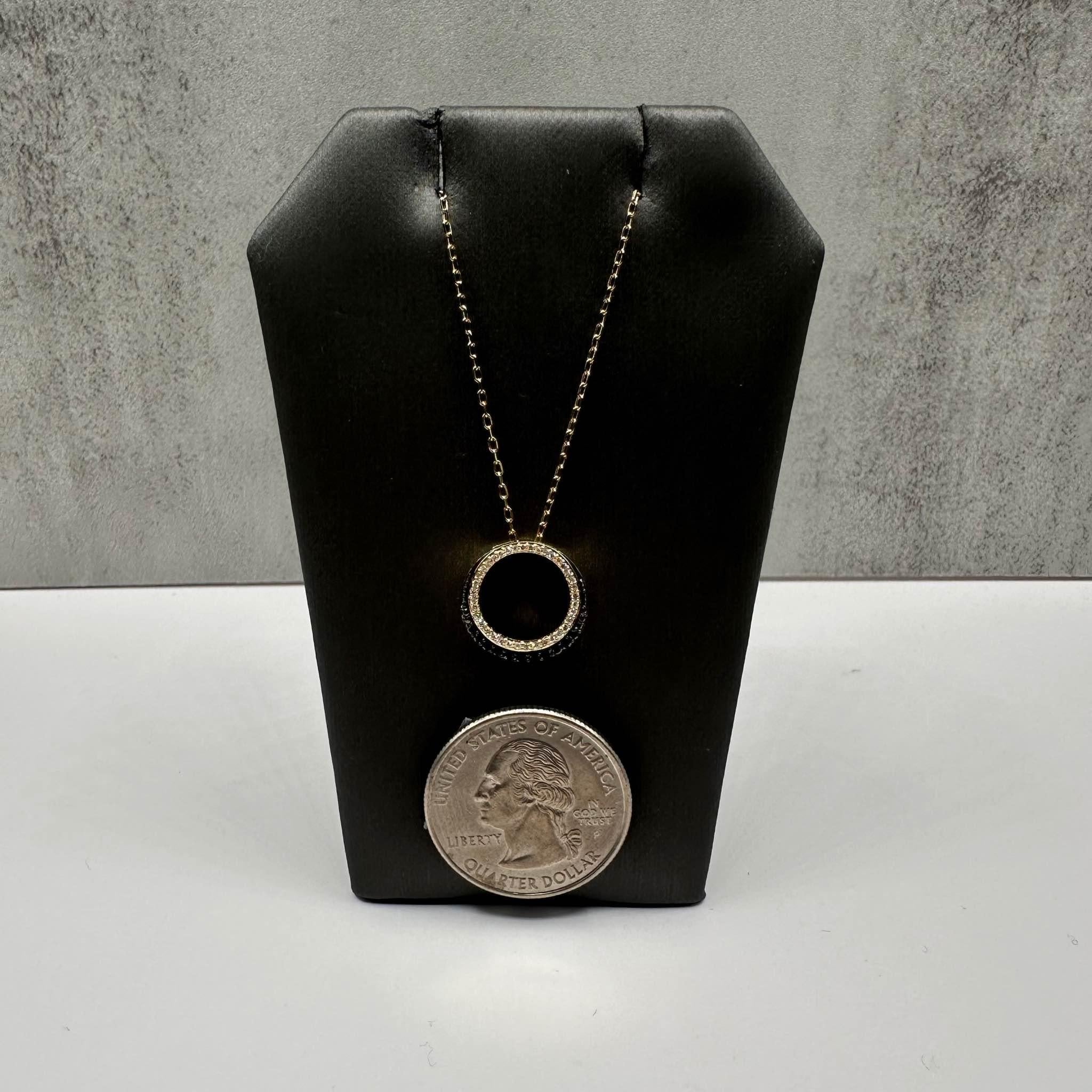 Black Diamond Circle Necklace 10K Yellow Gold 0.25ctw GH SI 18in
