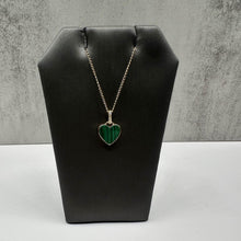 Load image into Gallery viewer, Malachite &amp; Diamond Heart Necklace in 14kt Yellow Gold - 0.03ctw Diamonds, 18&quot;
