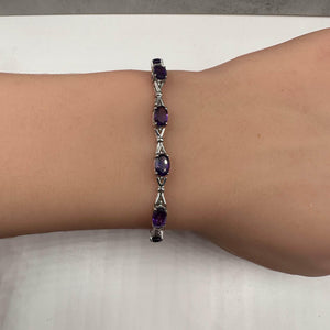 Amethyst Bracelet in Sterling Silver - 5.5ctw Oval Amethyst, 7", New