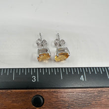 Load image into Gallery viewer, Citrine Studs in Sterling Silver - 7.1mm Cushion Cut Citrine, Push Backs, New
