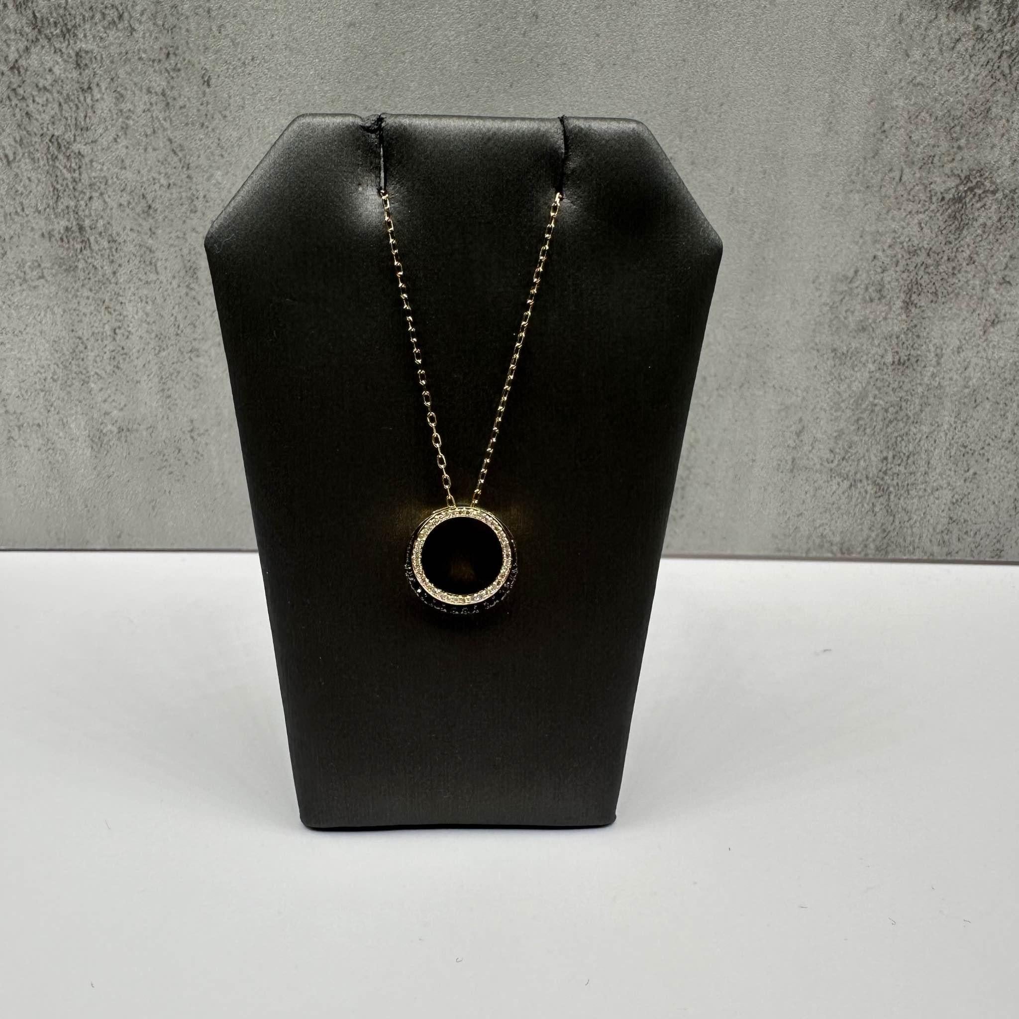 Black Diamond Circle Necklace 10K Yellow Gold 0.25ctw GH SI 18in