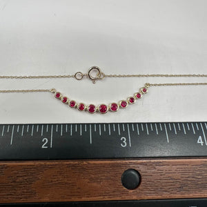 Ruby Bar Necklace in 10kt Yellow Gold - 0.30ctw Round Rubies, 16-18", New