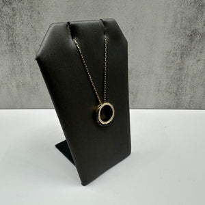 Black Diamond Circle Necklace in 10kt Yellow Gold - 0.25ctw GH SI Diamonds, 18"