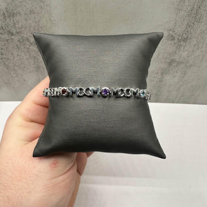 Gemstone "Mom" Bracelet in Sterling Silver - 1ctw Amethyst, Topaz, Garnet, Cit.