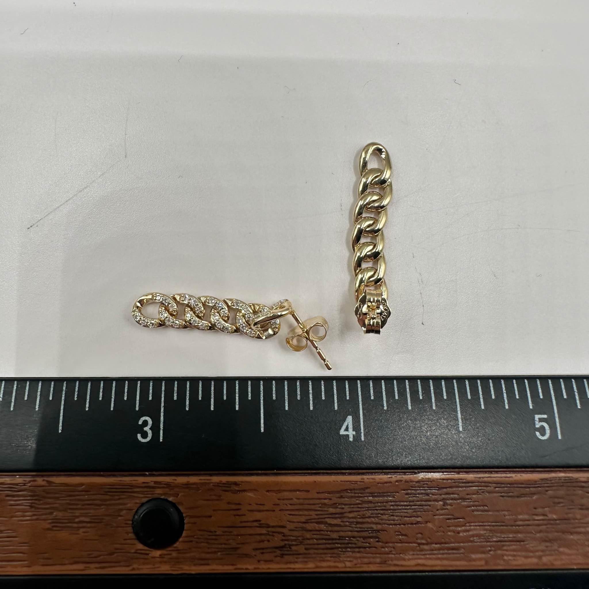 Diamond Chain Link Earrings 10K Yellow Gold 0.25ctw GH SI New