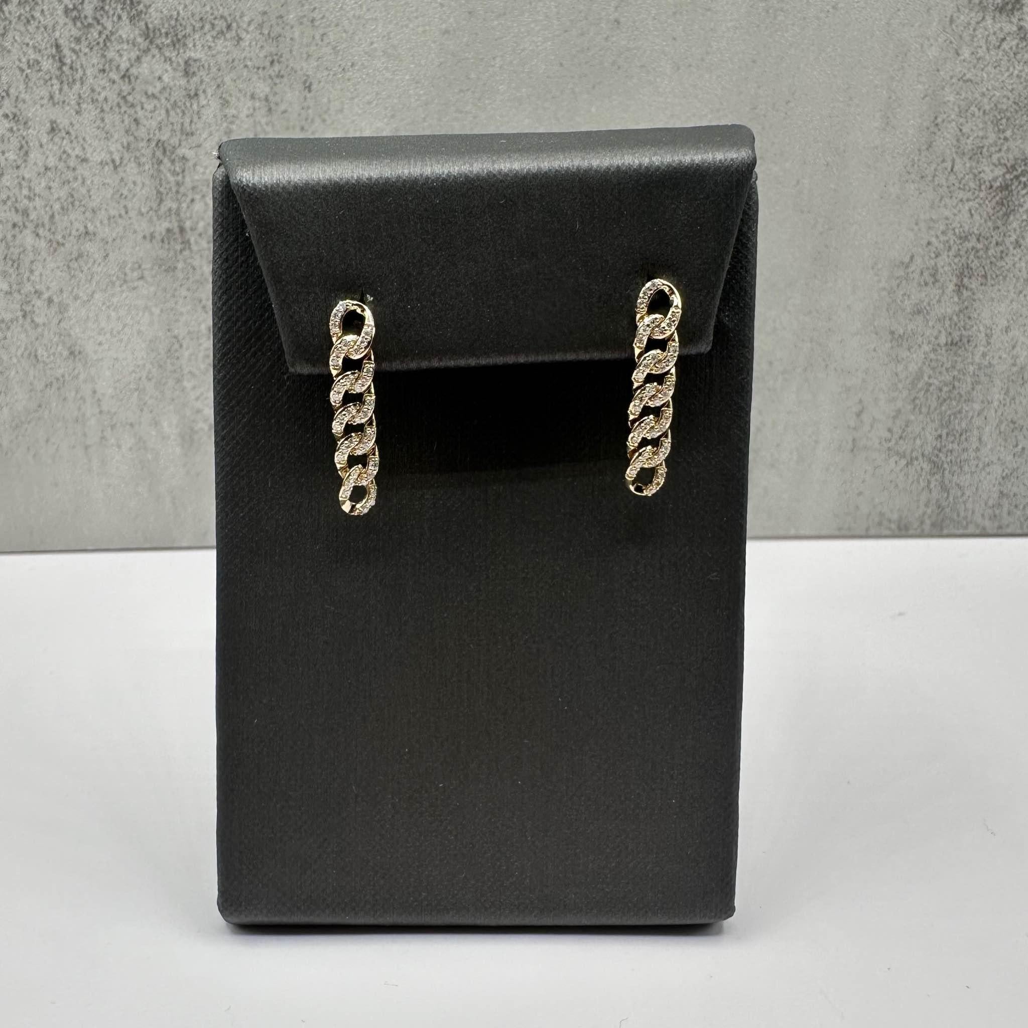 Diamond Chain Link Earrings 10K Yellow Gold 0.25ctw GH SI New