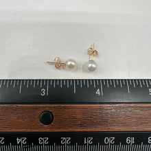 Load image into Gallery viewer, Pearl Stud Earrings in 14kt Yellow Gold - 5.5mm Freshwater Pearls, Push Backs
