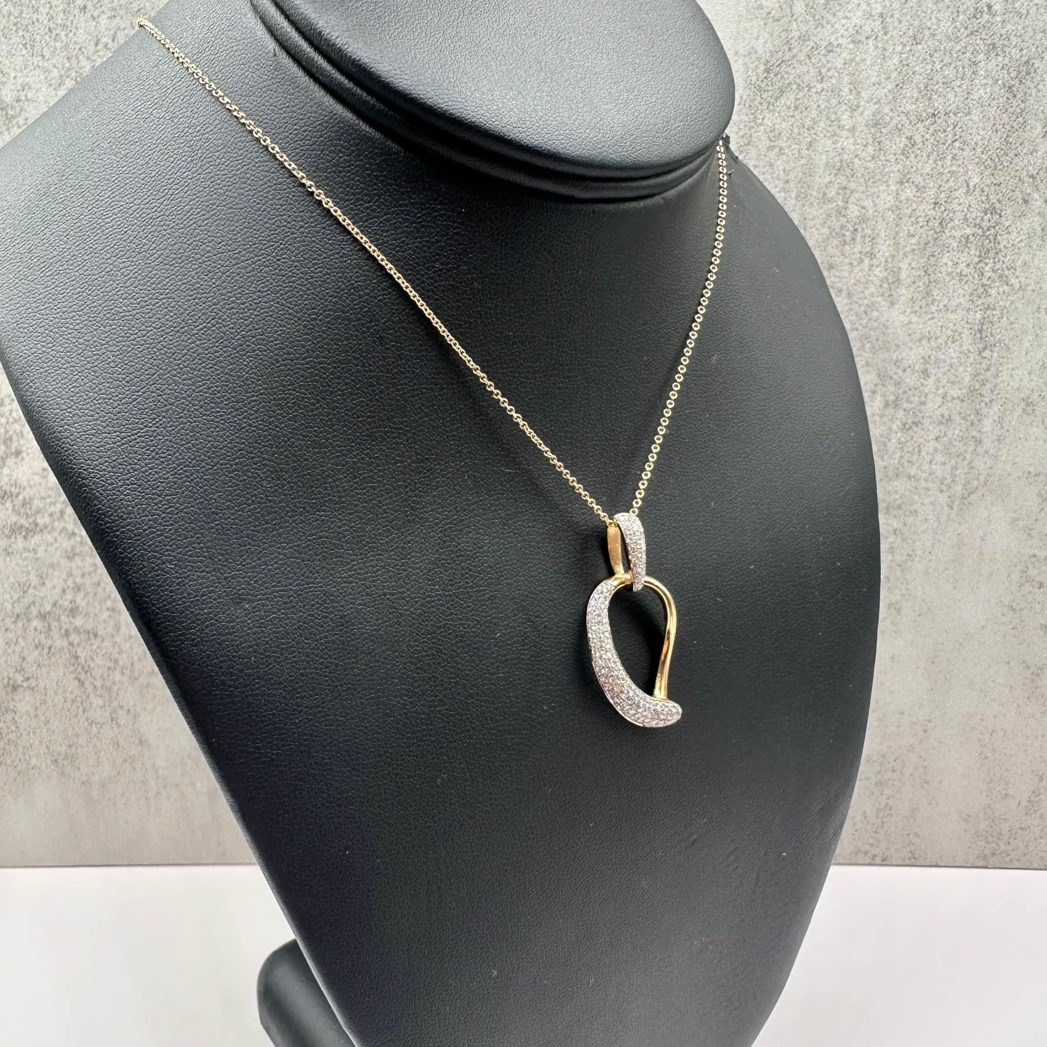 Pave Diamond Necklace 14K Two Tone Gold 0.75ctw GH I 16in