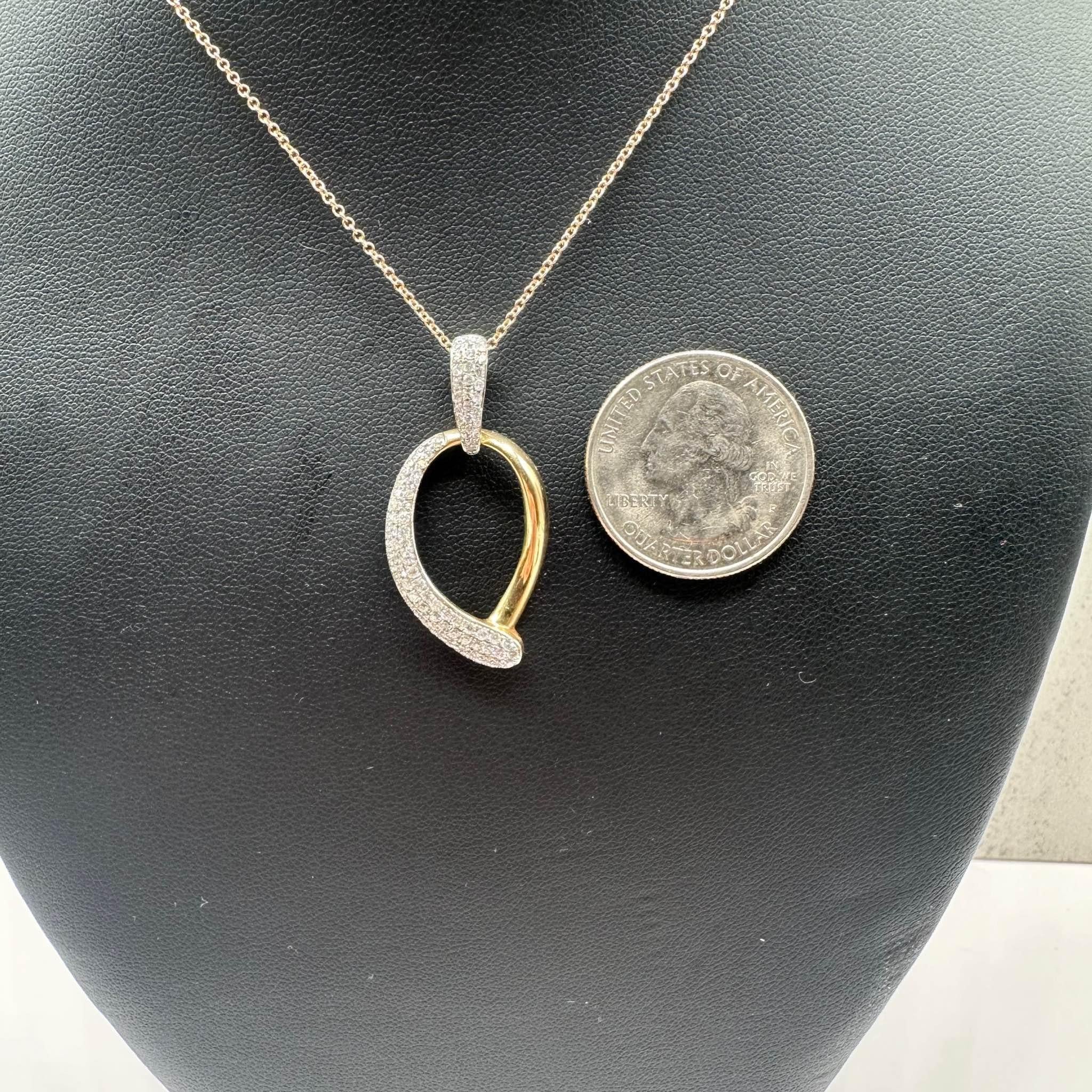 Pave Diamond Necklace 14K Two Tone Gold 0.75ctw GH I 16in