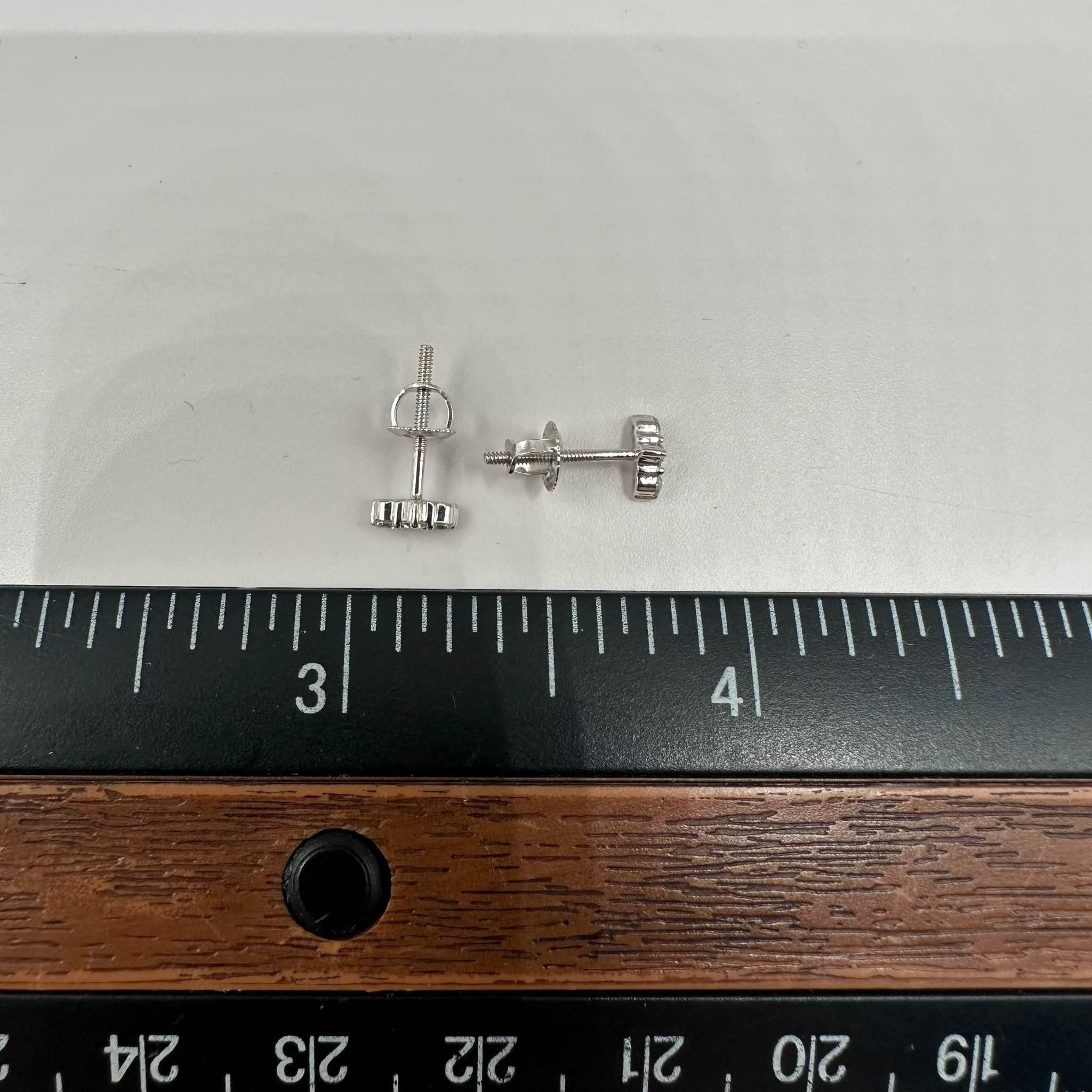 Modern Diamond Stud Earrings 14K White Gold 0.14ctw GH SI Threaded Backs