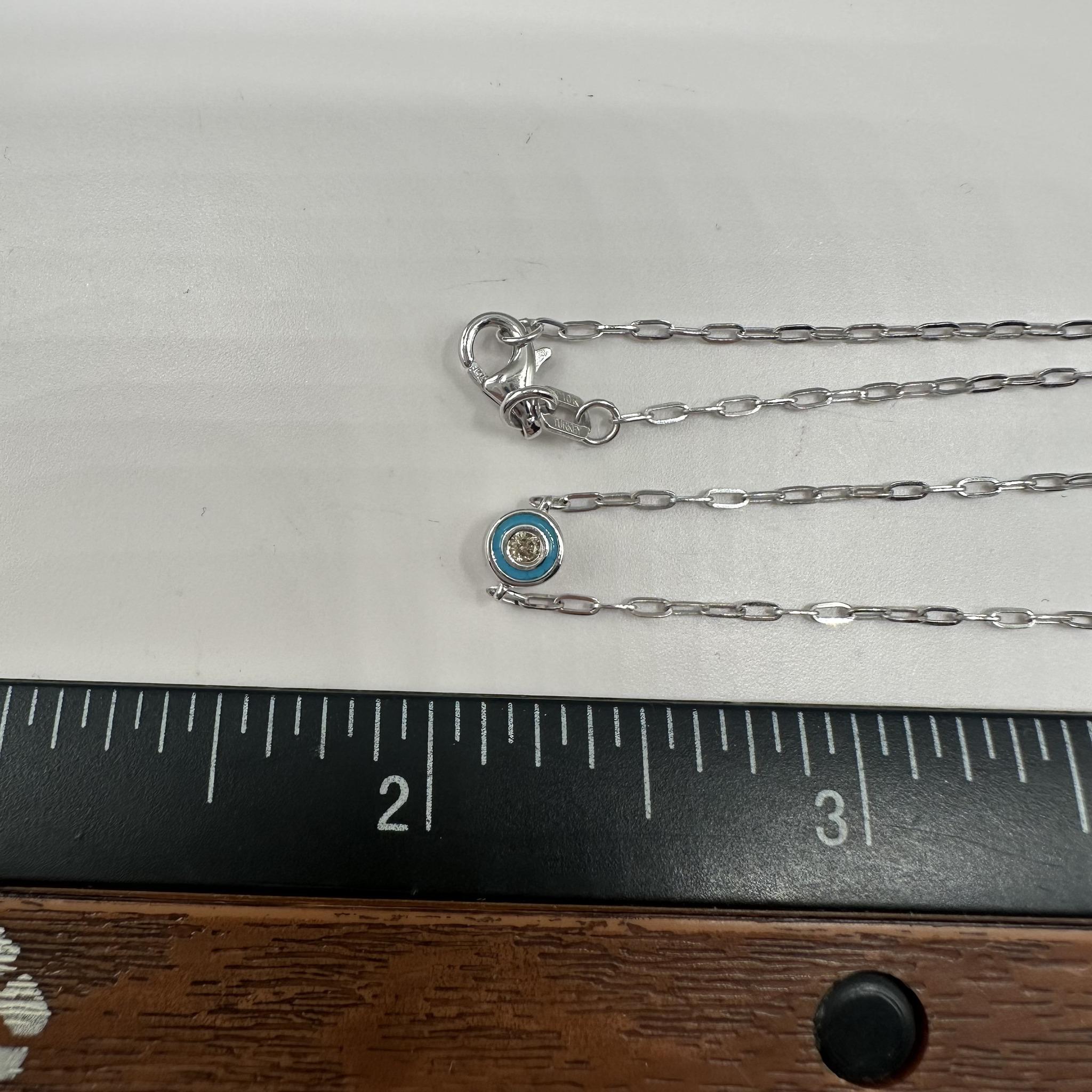 Enamel Diamond Station Necklace 10K White Gold 0.35ctw IJ I 17in New