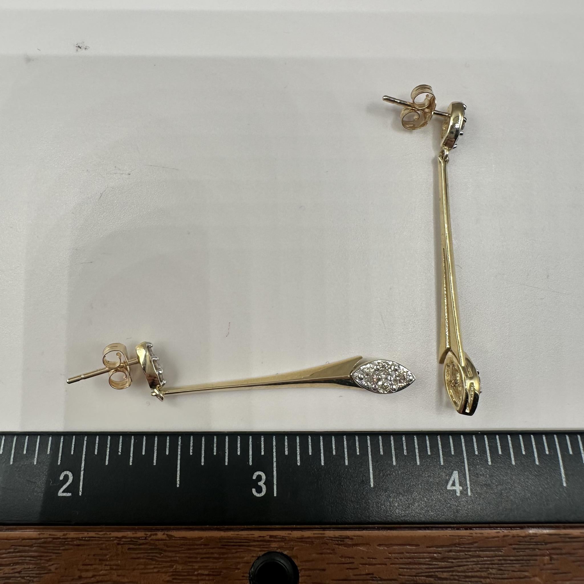 Diamond Drop Earrings 14K Yellow Gold 0.50ctw HI SI Push Backs New