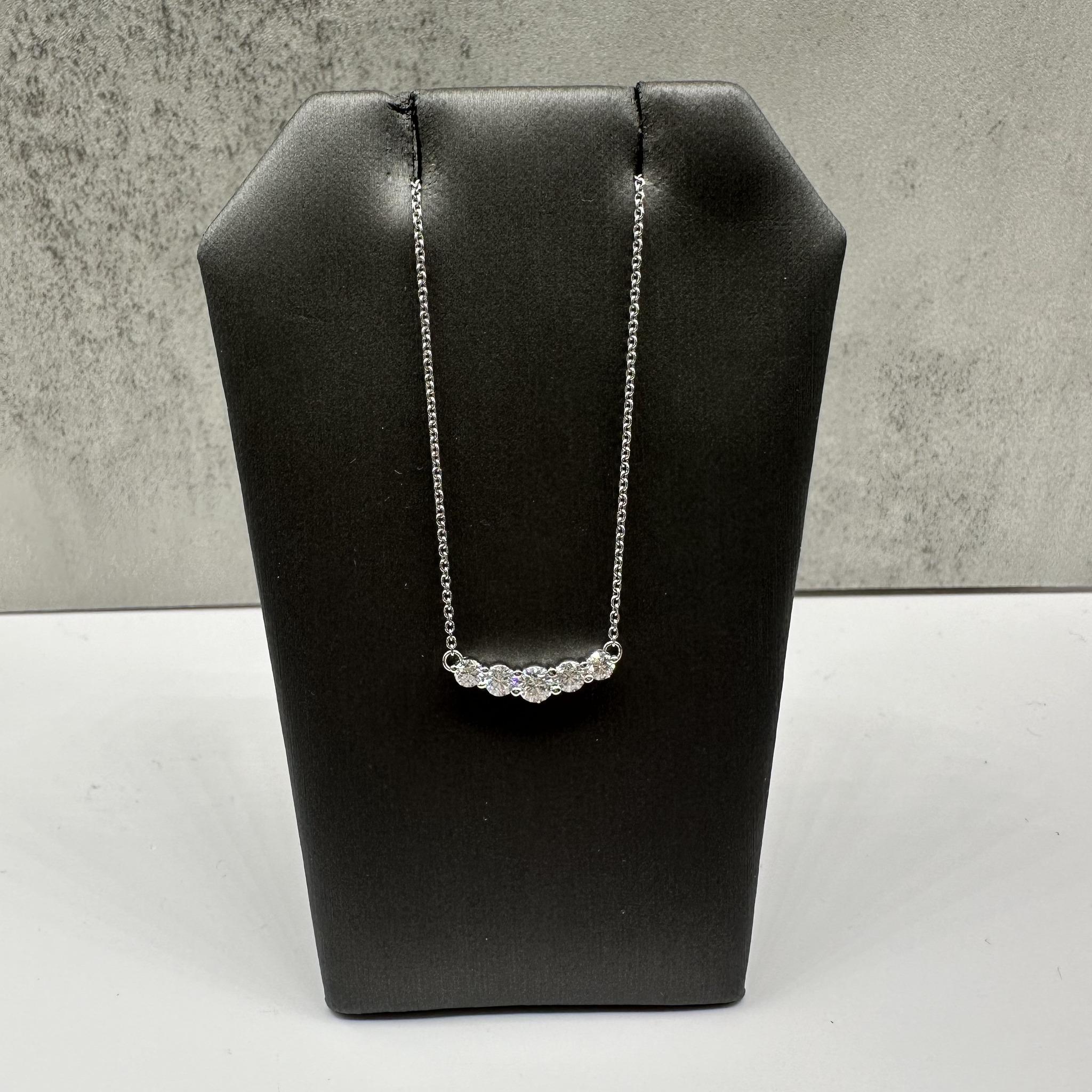 Graduated Diamond Bar Necklace 14K White Gold 0.50ctw GH SI2 I1 18in