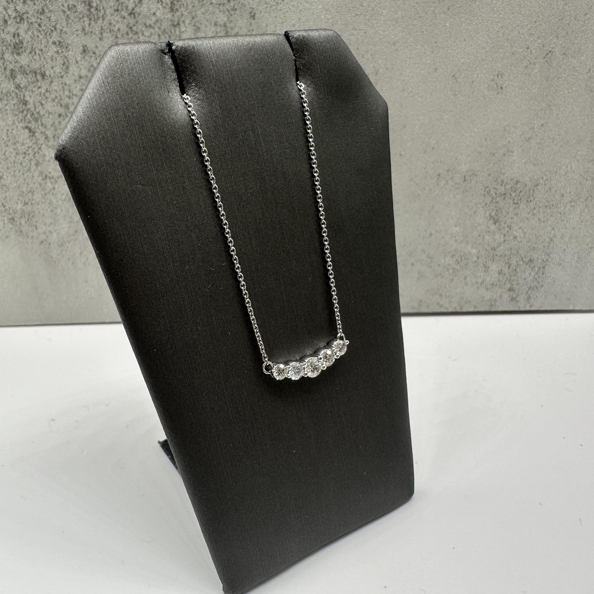Graduated Diamond Bar Necklace 14K White Gold 0.50ctw GH SI2 I1 18in