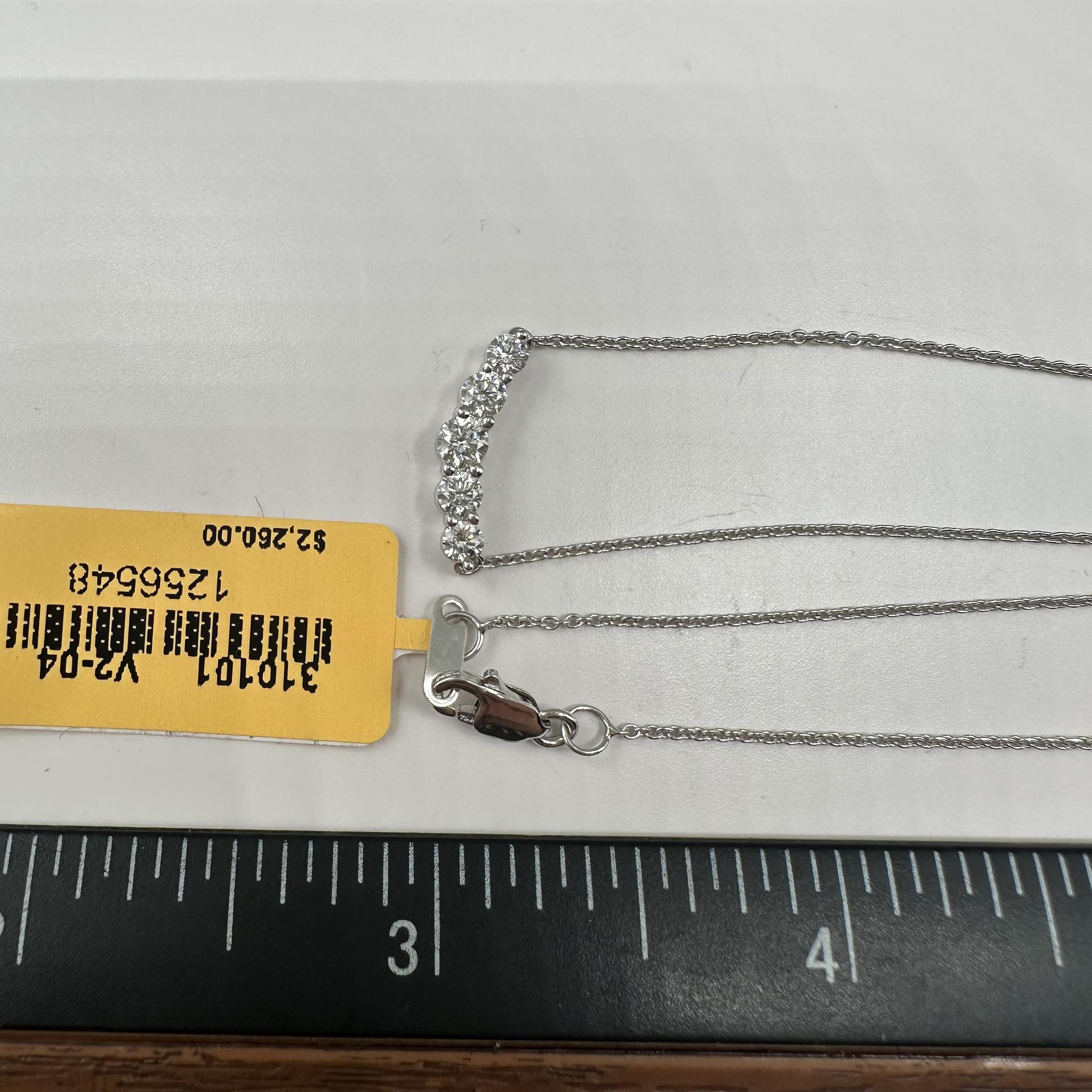 Graduated Diamond Bar Necklace 14K White Gold 0.50ctw GH SI2 I1 18in