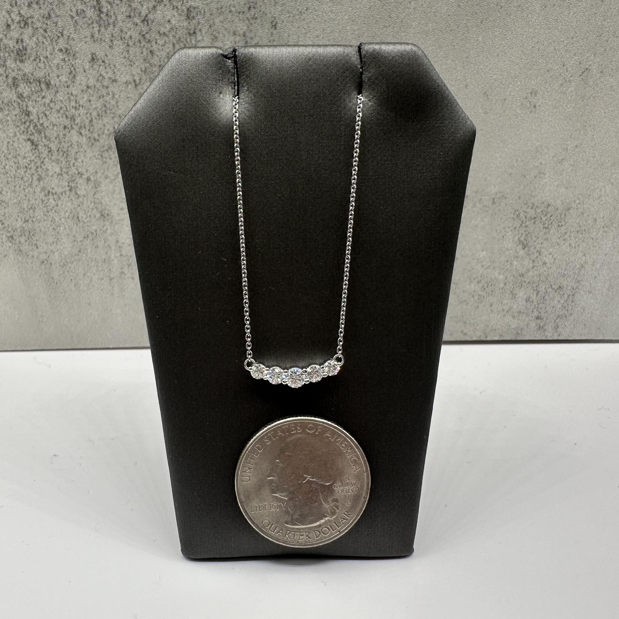 Graduated Diamond Bar Necklace 14K White Gold 0.50ctw GH SI2 I1 18in