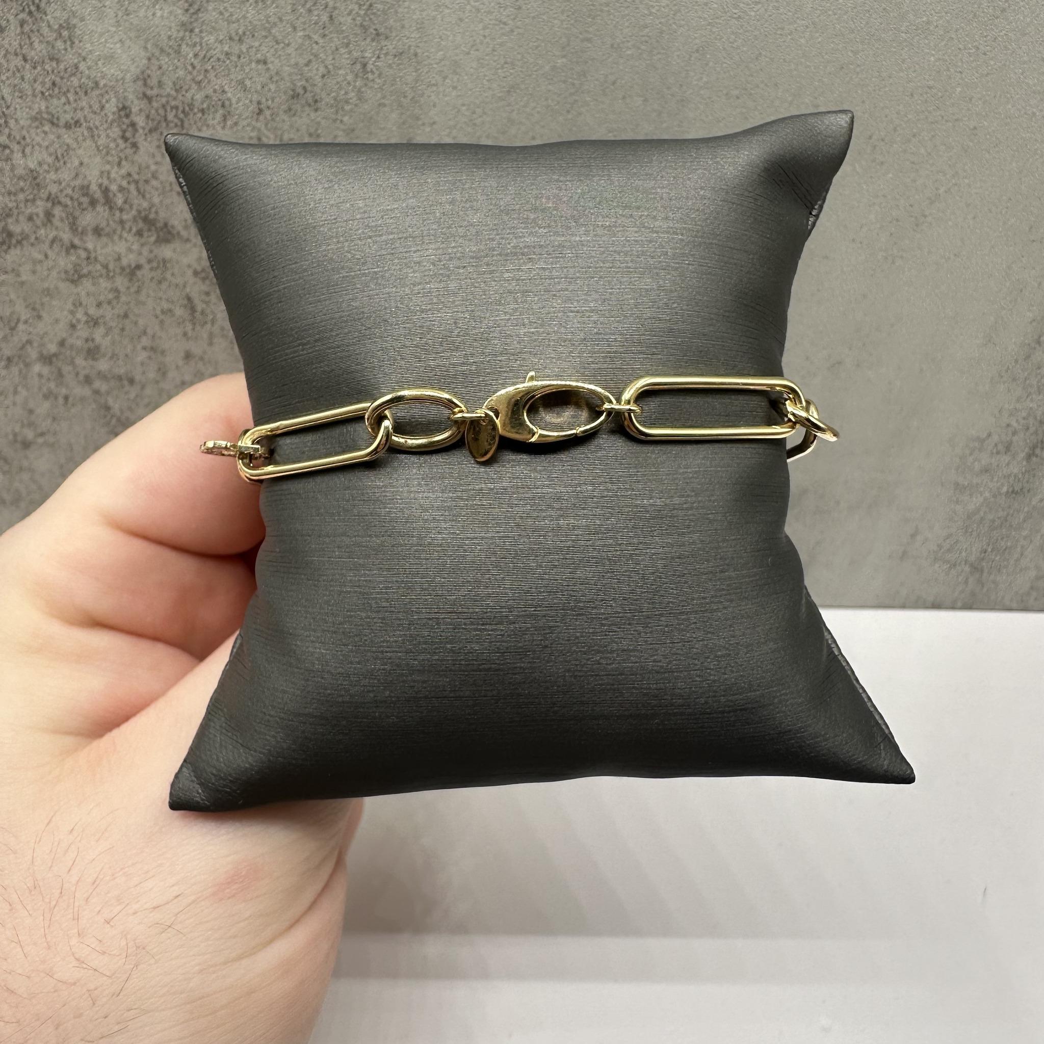 Italian Paperclip Style Bracelet in 14kt Yellow Gold - 7.75", 4.4g, Two-Tone