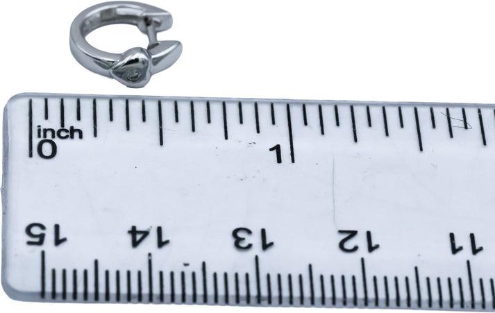 14k White Gold Hoop Huggie Earrings with Diamond Accents