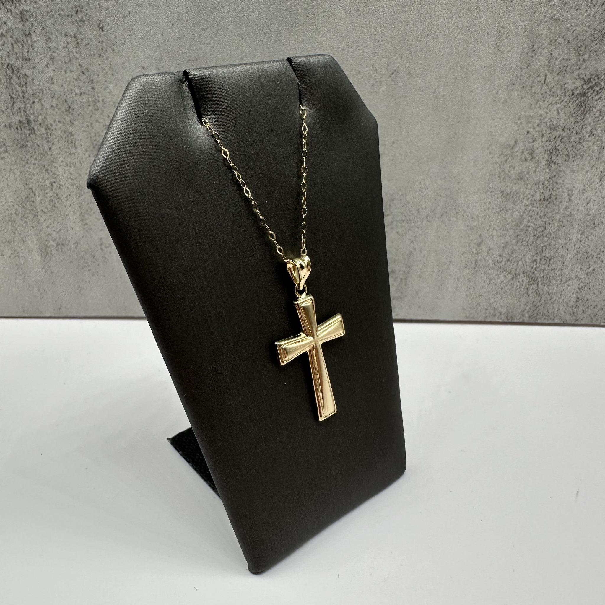Cross Necklace in 14kt Yellow Gold - 16", 1.5g, Spring Ring Clasp, New Condition